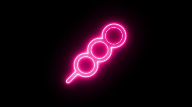 Vibrant neon pink glow outlines a sweet treat on a stick, a modern minimalist food icon concept, ideal for eye-catching digital graphics and contemporary design