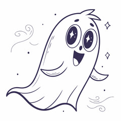 Spooky ghost silhouette floating shape for halloween and spooky designs