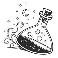 Mystical floating witch s potion bottle with vibrant bubbling liquid
