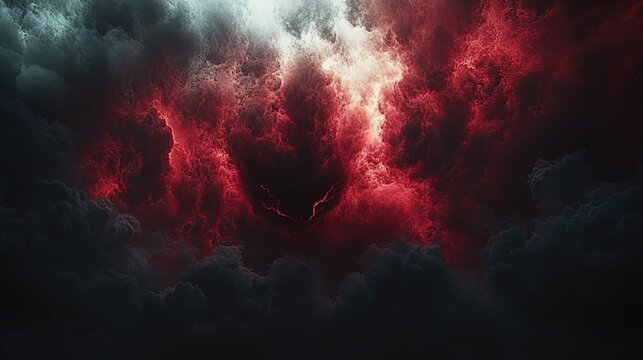 Dramatic Red and Black Clouds with Glowing Light Effect