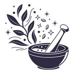 Magical potion explosion with floating ingredients and sparkling effects