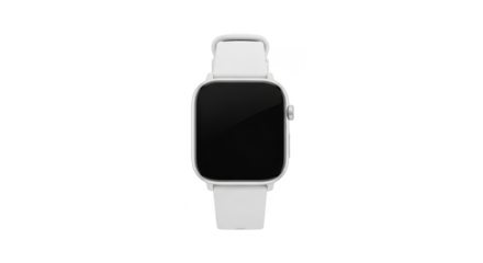 Modern smart watch with white band isolated on transparent background