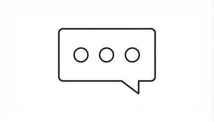 Fototapeta premium Simple black outline speech bubble with three small circles