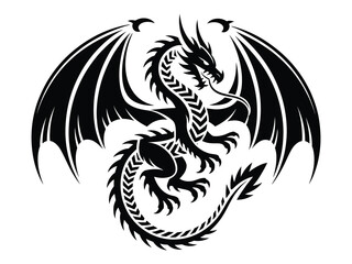 Modern dragon tattoo design blending tribal and fantasy elements in striking vector artwork