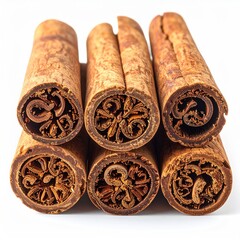 Close-up of cinnamon sticks, stacked