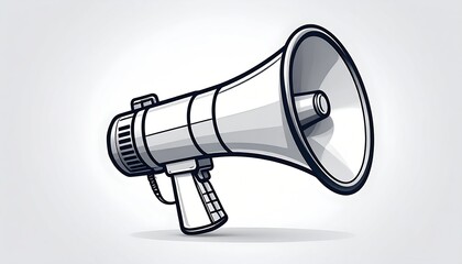 Monochrome megaphone, angled view