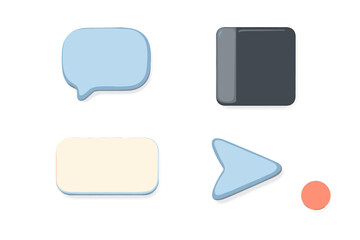 Set of modern soft user interface elements in a neumorphic design style for digital applications