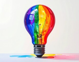 Rainbow lightbulb, pride colors