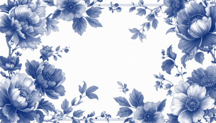 クラシックなペン画フラワー枠デザイン｜Classic Pen Drawing Floral Frame Design