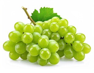 Fresh green grapes bunch on white