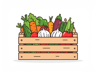 Wooden crate overflowing with colorful fresh vegetables (5)