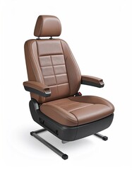 Brown leather vehicle seat, isolated