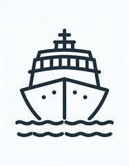 Simple line drawing of a ship's bow on water