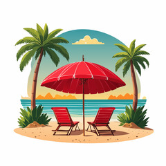 Obraz premium tropical beach with umbrella
