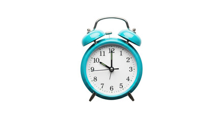 Retro blue alarm clock showing ten o clock isolated on transparent background