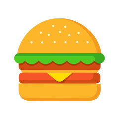 Cheeseburger Fast Food Flat Vector Icon