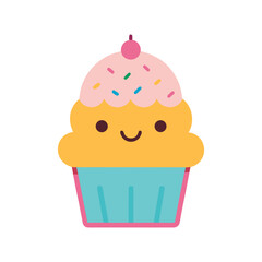 Cheerful Cupcake Vector Icon with Sprinkles