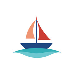 Sailboat on Calm Water Vector Drawing