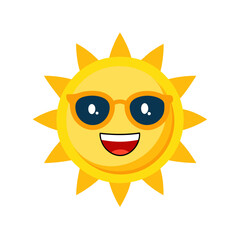 Smiling Sun Cartoon Vector with Sunglasses