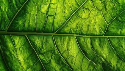Close-up of a vibrant green leaf's intricate veins