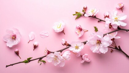 Delicate pink blossoms on a pastel background