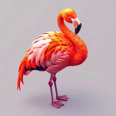 Vibrant flamingo, stylized pose