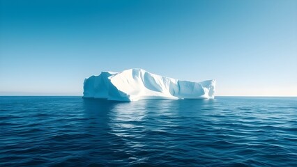 Iceberg floating in calm blue ocean minimalist seascape