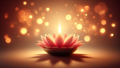 traditional light golden and light pink happy diwali background with diya image or text space
