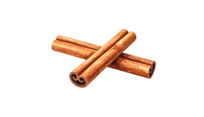 Dried cinnamon sticks and fragrant cinnamon bark are isolated on a white background