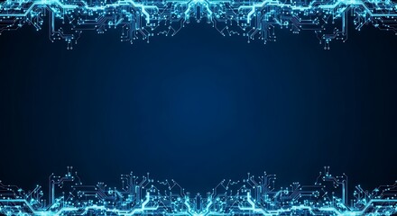 Technology Circuit Board Border Design on Dark Background