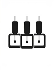 Obraz premium Three nail polish bottles in a row, stylized design