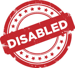 Disable Red Grunge Stamp Badge with Distressed Texture Vector Illustration