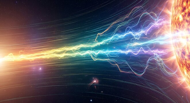Solar flare magnetic field lines outer space energy burst sun