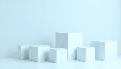 Clean White Cubes With Subtle Blue Accents for Minimal Interiors