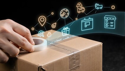 Package Shipping Logistics Delivery Tracking With Tape