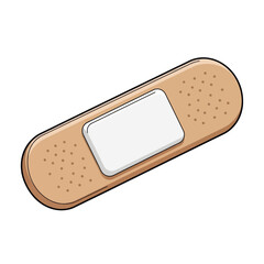 A single, simple illustration of a beige adhesive bandage with a white sterile pad in the center, isolated on a white background.