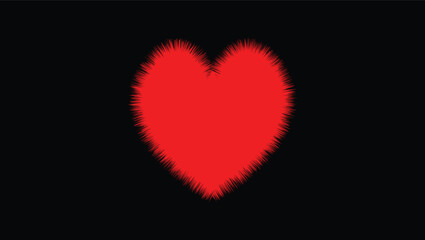 Glowing Red Heart with Fuzzy Neon Edges on Black Background – Abstract Romantic Love Symbol for Valentine’s Day, Romance, and Digital Art