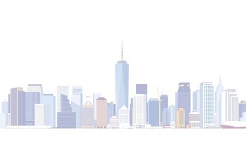 Obraz premium NYC skyline, iconic buildings in white, vector illustration , geometric, wallpaper