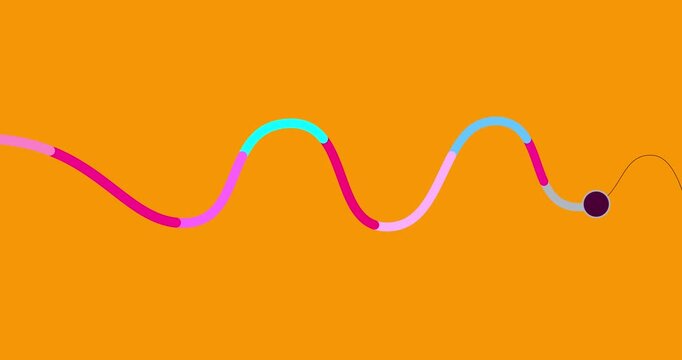 Orange ginger background animated with color sinusoid shape. Cute backdrop with color dynamic shape for presentation. Motion design video business explainer style info graphic moving illustration.