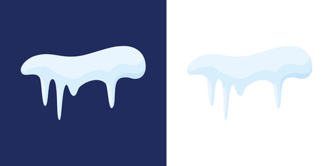 Snow caps, snowy ice and frozen icicles, vector cartoon icons, isolated on transparent background. Winter and cold season decoration vector elements. Winter Icicles and Snow Caps Illustration Vector.