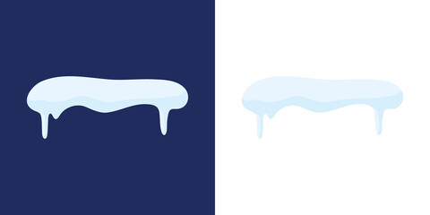 Snow caps, snowy ice and frozen icicles, vector cartoon icons, isolated on transparent background. Winter and cold season decoration vector elements. Winter Icicles and Snow Caps Illustration Vector.