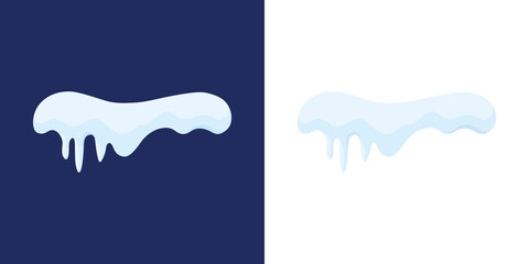 Snow caps, snowy ice and frozen icicles, vector cartoon icons, isolated on transparent background. Winter and cold season decoration vector elements. Winter Icicles and Snow Caps Illustration Vector.