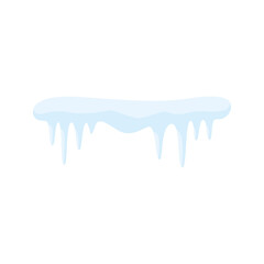Snow caps, snowy ice and frozen icicles, vector cartoon icons, isolated on transparent background. Abstract snow frost caps and icicles of house roof shape for Christmas and New Year elements design.