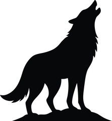 black silhouette of a wolf.