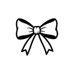 A simple black and white illustration of an elegant decorative bow