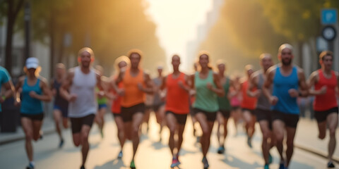Blurred image of a marathon runner for health reasons
