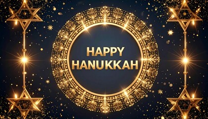 Gold-framed Happy Hanukkah greeting