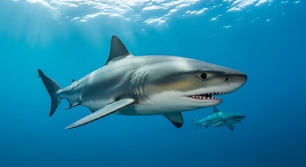 Shark swimming in the ocean.