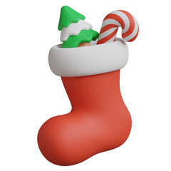 3d render christmas red sock with gift