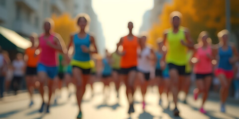 Blurred image of a marathon runner for health reasons